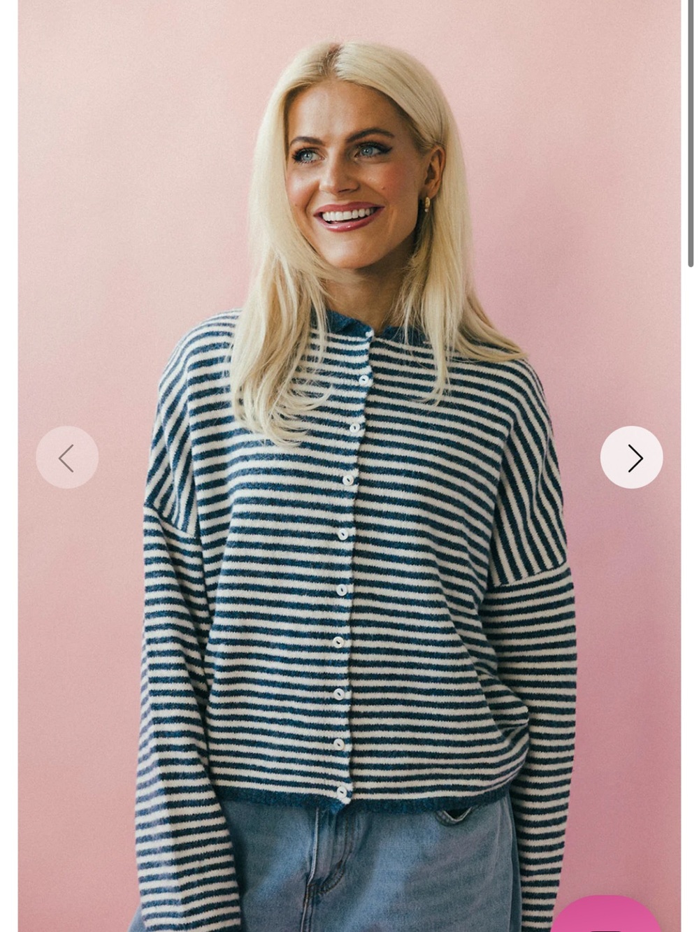 Coco McCall Striped Cardigan - Blue & White